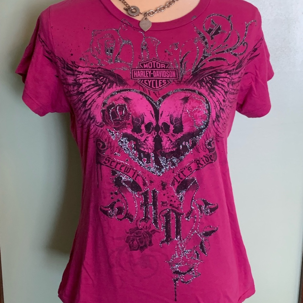 Harley Davidson short sleeve pink size L